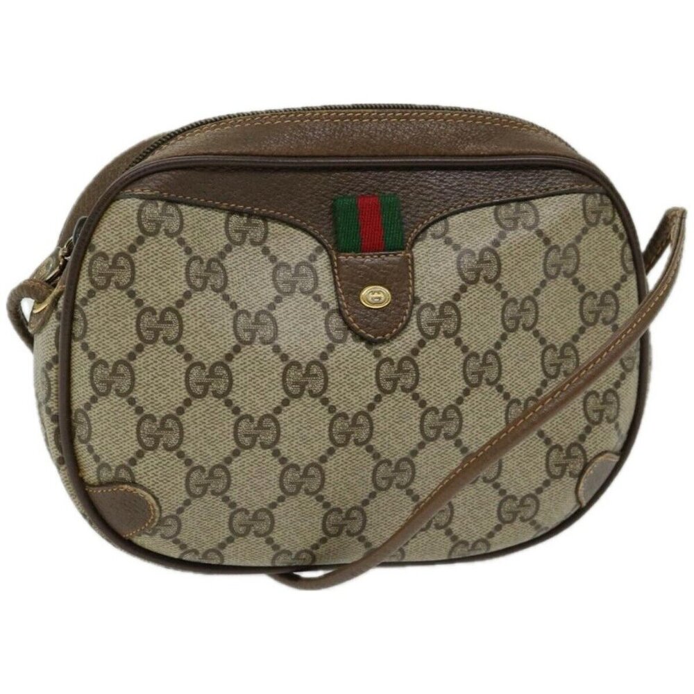 GUCCI GG Supreme Web Sherry Line Shoulder Bag PVC Beige authentic - Picture 2 of 15